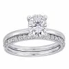 Stella Grace 10K White Gold Lab-Created White Sapphire Oval Cut Bridal Ring Set