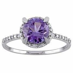 Stella Grace 10k White Gold Simulated Alexandrite & Diamond Accent Halo Ring