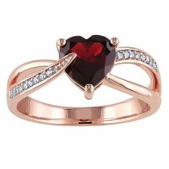 Stella Grace 10k Rose Gold Garnet & Diamond Accent Heart Shaped Ring