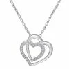 Stella Grace Sterling Silver 1/10 Carat T.W. Diamond Double Heart Pendant Necklace