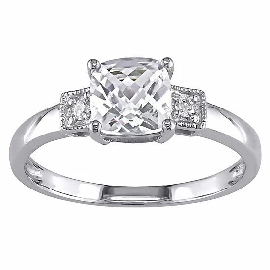 Stella Grace 10k White Gold Lab-Created White Sapphire & Diamond Accent 3-Stone Ring 1 Stella Grace 10k White Gold Lab-Created White Sapphire & Diamond Accent 3-Stone Ring