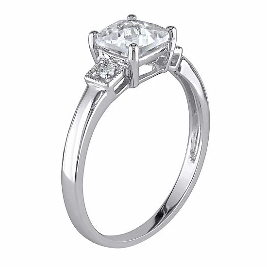 Stella Grace 10k White Gold Lab-Created White Sapphire & Diamond Accent 3-Stone Ring 2 Stella Grace 10k White Gold Lab-Created White Sapphire & Diamond Accent 3-Stone Ring - Image 2