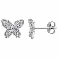 Stella Grace 10k White Gold 1/5 Carat T.W Diamond Butterfly Stud Earrings