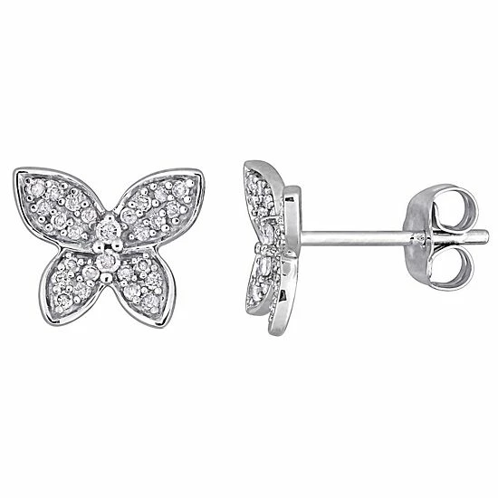 Stella Grace 10k White Gold 1/5 Carat T.W Diamond Butterfly Stud Earrings 1 Stella Grace 10k White Gold 1/5 Carat T.W Diamond Butterfly Stud Earrings