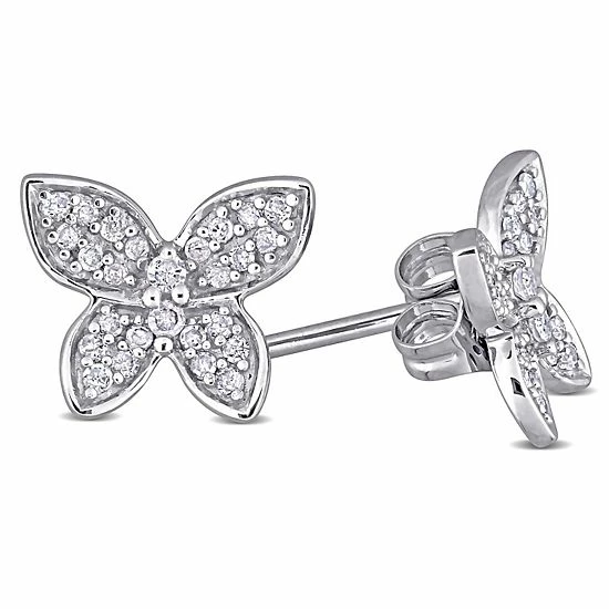 Stella Grace 10k White Gold 1/5 Carat T.W Diamond Butterfly Stud Earrings 3 Stella Grace 10k White Gold 1/5 Carat T.W Diamond Butterfly Stud Earrings - Image 3