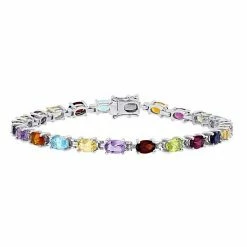 Stella Grace Sterling Silver Multi-Gemstone Tennis Bracelet