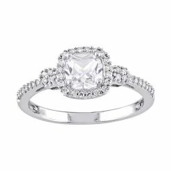 Stella Grace 10K White Gold Lab-Created White Sapphire & 1/6 Carat T.W. Diamond Ring