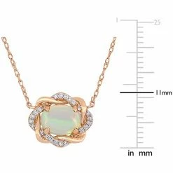Stella Grace 10k Rose Gold 1/10 Carat T.W. Diamond & Ethiopian Opal Love Knot Necklace -Stella Grace Sales unnamed file 3845