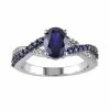 Stella Grace Lab-Created Blue Sapphire And 1/10 Carat T.W. Diamond 10k White Gold Crisscross Ring