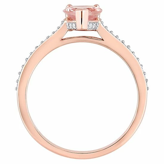 Stella Grace 10k Rose Gold Morganite & 1/8 Carat T.W. Diamond Engagement Ring 3 Stella Grace 10k Rose Gold Morganite & 1/8 Carat T.W. Diamond Engagement Ring - Image 3