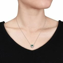 Stella Grace 10k White Gold 1/5 Carat T.W Diamond & Lab-Created Emerald Heart Shaped Pendant Necklace 5 Stella Grace 10k White Gold 1/5 Carat T.W Diamond & Lab-Created Emerald Heart Shaped Pendant Necklace -Stella Grace Sales unnamed file 3867