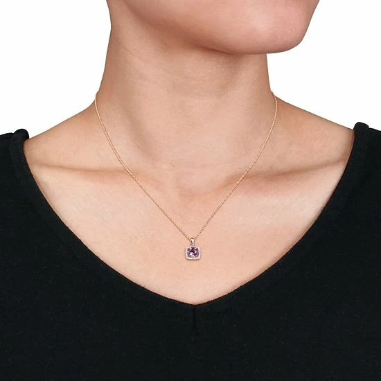Stella Grace 10k Rose Gold Amethyst 1/10 Carat T.W. Diamond Frame Pendant Necklace 2 Stella Grace 10k Rose Gold Amethyst 1/10 Carat T.W. Diamond Frame Pendant Necklace - Image 2