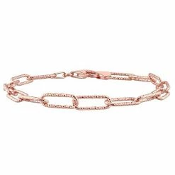 Stella Grace 18k Gold Over Silver 5 Mm Fancy Cut Paper Clip Link Chain Bracelet 18k Gold Plated