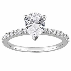 Stella Grace 10k White Gold Lab-Created White Sapphire Pear-Cut Engagement Ring