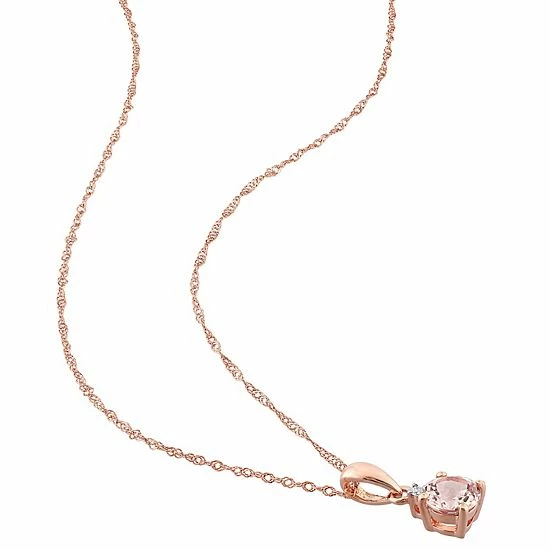 Stella Grace 10k Rose Gold Morganite & Diamond Accent Pendant Stud Earring Set 2 Stella Grace 10k Rose Gold Morganite & Diamond Accent Pendant Stud Earring Set - Image 2