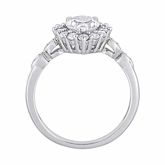 Stella Grace 10K White Gold Lab Created White Sapphire & Diamond Accent Halo Engagement Ring 2 Stella Grace 10K White Gold Lab Created White Sapphire & Diamond Accent Halo Engagement Ring - Image 2