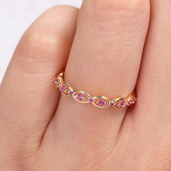 Stella Grace Gold Tone Sterling Silver Lab-Created Ruby Eternity Ring 4 Stella Grace Gold Tone Sterling Silver Lab-Created Ruby Eternity Ring - Image 4