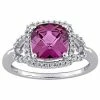 Stella Grace 10k White Gold Simulated Alexandrite & 1/6 Carat T.W. Diamond Halo Ring