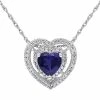 Stella Grace 10k White Gold 1/5 Carat T.W. Diamond & Lab-Created Sapphire Heart Pendant Necklace