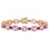 Stella Grace Rose Plated Sterling Silver Rose De France & Amethyst Bracelet
