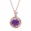 Stella Grace Rose Gold Tone Sterling Silver Amethyst & White Topaz Swirl Pendant Necklace