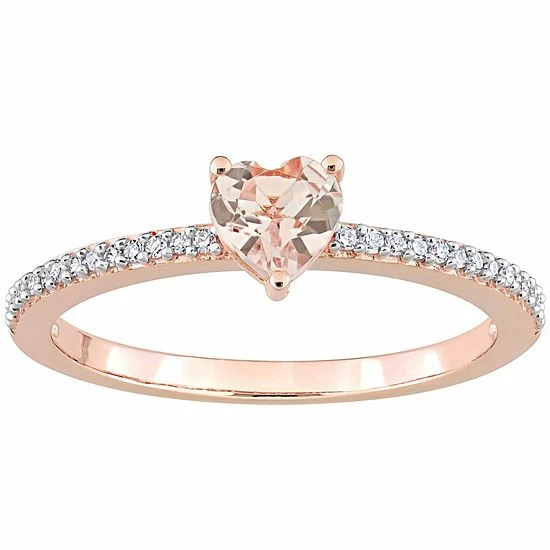 Stella Grace 10k Rose Gold Morganite & Diamond Accent Heart Promise Ring 1 Stella Grace 10k Rose Gold Morganite & Diamond Accent Heart Promise Ring
