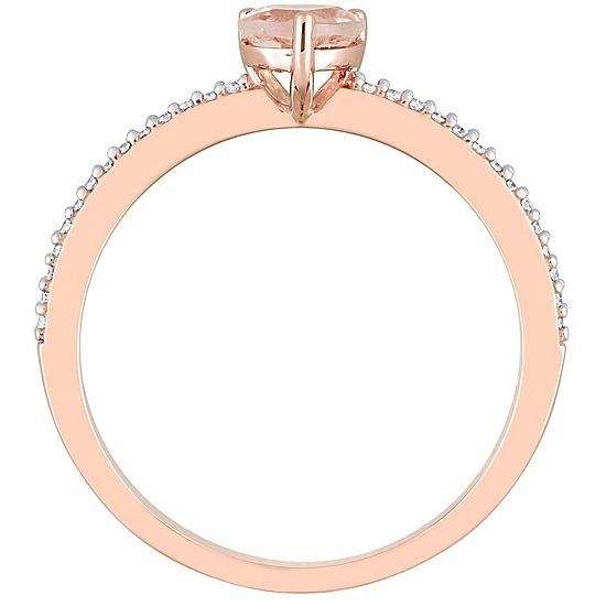 Stella Grace 10k Rose Gold Morganite & Diamond Accent Heart Promise Ring 2 Stella Grace 10k Rose Gold Morganite & Diamond Accent Heart Promise Ring - Image 2