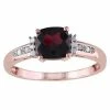 Stella Grace 10k Rose Gold Cushion Cut Garnet & Diamond Accent Ring