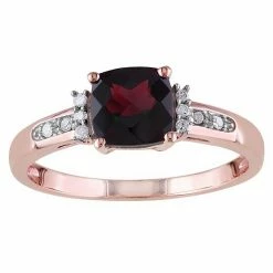 Stella Grace 10k Rose Gold Cushion Cut Garnet & Diamond Accent Ring