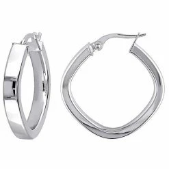 Stella Grace 10k White Gold Geometric Hoop Earrings