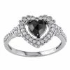Stella Grace 10k White Gold 1 Carat T.W. Black & White Diamond Heart Engagement Ring