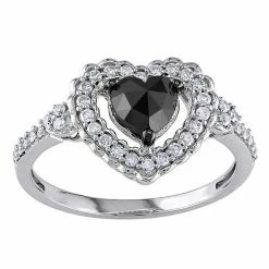 Stella Grace 10k White Gold 1 Carat T.W. Black & White Diamond Heart Engagement Ring