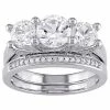 Stella Grace 10k White Gold Lab-Created White Sapphire & 1/10 Carat T.W. Diamond Engagement Ring Set