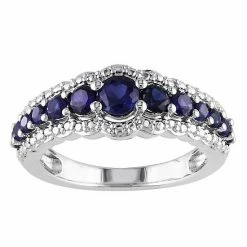 Stella Grace Sterling Silver Lab-Created Sapphire Graduated Ring
