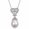 Stella Grace Sterling Silver Diamond Accent & Freshwater Cultured Pearl Heart Pendant