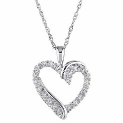 Stella Grace 10K White Gold 1/10 Carat T.W. Diamond Heart Pendant Necklace