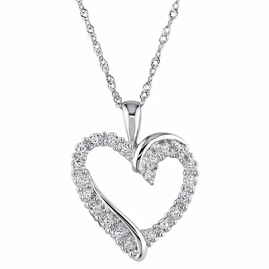 Stella Grace 10K White Gold 1/10 Carat T.W. Diamond Heart Pendant Necklace 1 Stella Grace 10K White Gold 1/10 Carat T.W. Diamond Heart Pendant Necklace