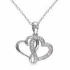 Stella Grace Sterling Silver 1/8 Carat T.W. Diamond Interlocking Heart Pendant Necklace