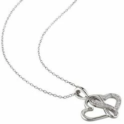 Stella Grace Sterling Silver 1/8 Carat T.W. Diamond Interlocking Heart Pendant Necklace -Stella Grace Sales unnamed file 4080