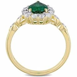 Stella Grace 10k Gold Lab-Created Emerald & Lab-Created White Topaz Teardrop Halo Ring -Stella Grace Sales unnamed file 4092