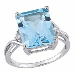Stella Grace Sterling Silver Blue Topaz & White Topaz Cocktail Ring
