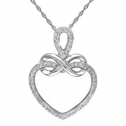 Stella Grace 10K White Gold 1/5 Carat T.W. Diamond Infinity Heart Pendant Necklace