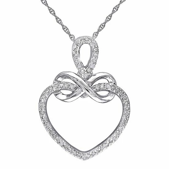 Stella Grace 10K White Gold 1/5 Carat T.W. Diamond Infinity Heart Pendant Necklace 1 Stella Grace 10K White Gold 1/5 Carat T.W. Diamond Infinity Heart Pendant Necklace