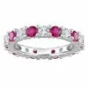 Stella Grace Sterling Silver Lab-Created Ruby & Lab-Created White Sapphire Eternity Ring