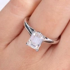 Stella Grace 10k White Gold 1 3/4 Carat T.W. Lab-Created Moissanite Emerald-Cut Solitaire Ring -Stella Grace Sales unnamed file 4127