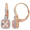 Stella Grace 10k Rose Gold Morganite & 1/5 Carat T.W. Diamond Leverback Earrings