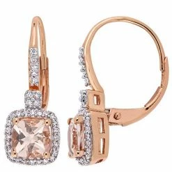Stella Grace 10k Rose Gold Morganite & 1/5 Carat T.W. Diamond Leverback Earrings