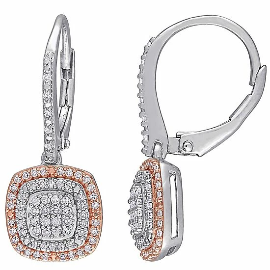 Stella Grace Two Tone Sterling Silver 1/2 Carat T.W. Diamond Leverback Earrings 1 Stella Grace Two Tone Sterling Silver 1/2 Carat T.W. Diamond Leverback Earrings