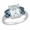 Stella Grace Sterling Silver 1/10 Carat T.W. Diamond, Aquamarine & London Blue Topaz Ring