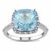 Stella Grace 10k White Gold 1/10 Carat T.W. Diamond Sky Blue Topaz Cocktail Ring